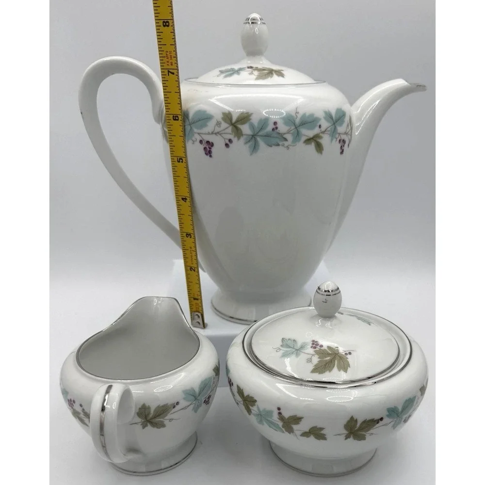 Vintage Fine China Japan 6701 Teapot Creamer & Sugar Bowl Schoenfeld 1967 EUC